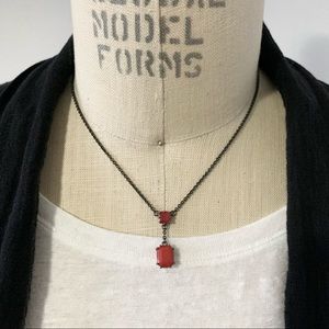 RARE Les Néréides Gunmetal Red Stone Necklace